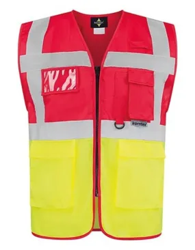 Gilet de sécurité zippé - Chasuble KX802 KXMF - rouge et jaune 