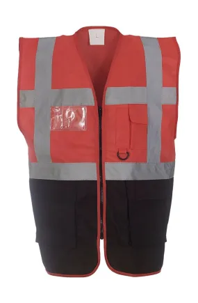 Gilet de sécurité zippé - haute visibilité - rouge et noir - HVW801 