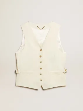 Gilet femme à encolure en V de couleur blanc vieilli