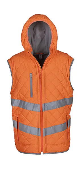 Gilet matelassé sans manches haute visibilité - HV007 - orange fluo 