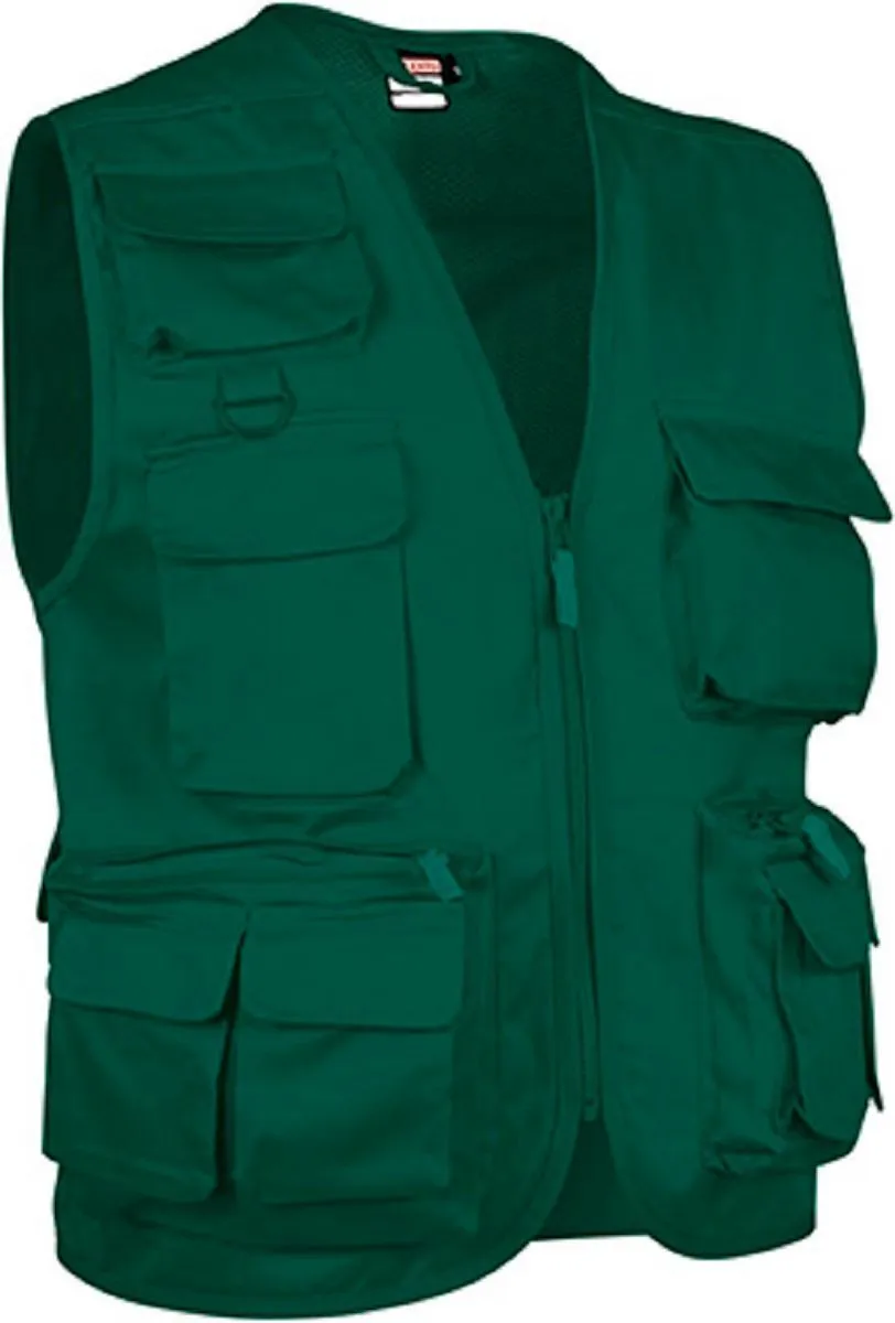 Gilet reporter multipoches sans manches - SAFARI - vert bouteille 