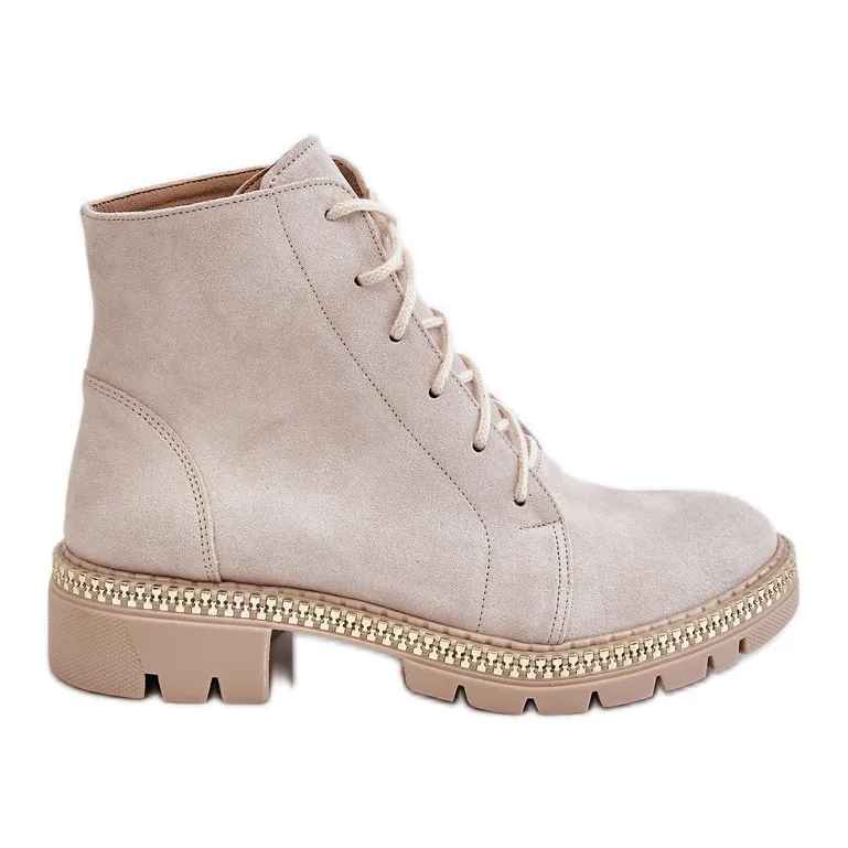 Lewski Shoes Bottines Plates Leski Shoes 3285 Beige clair