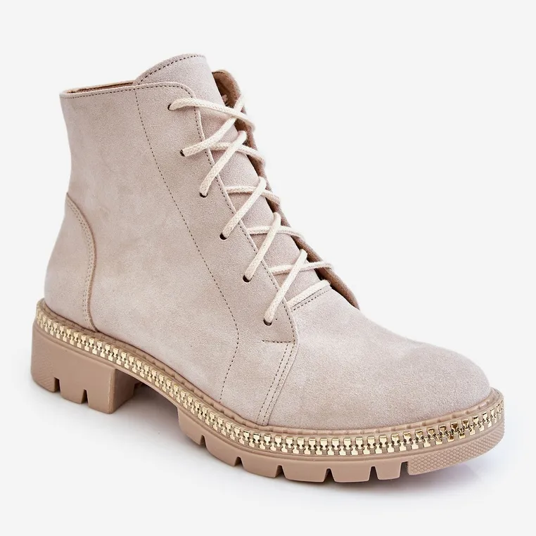 Lewski Shoes Bottines Plates Leski Shoes 3285 Beige clair