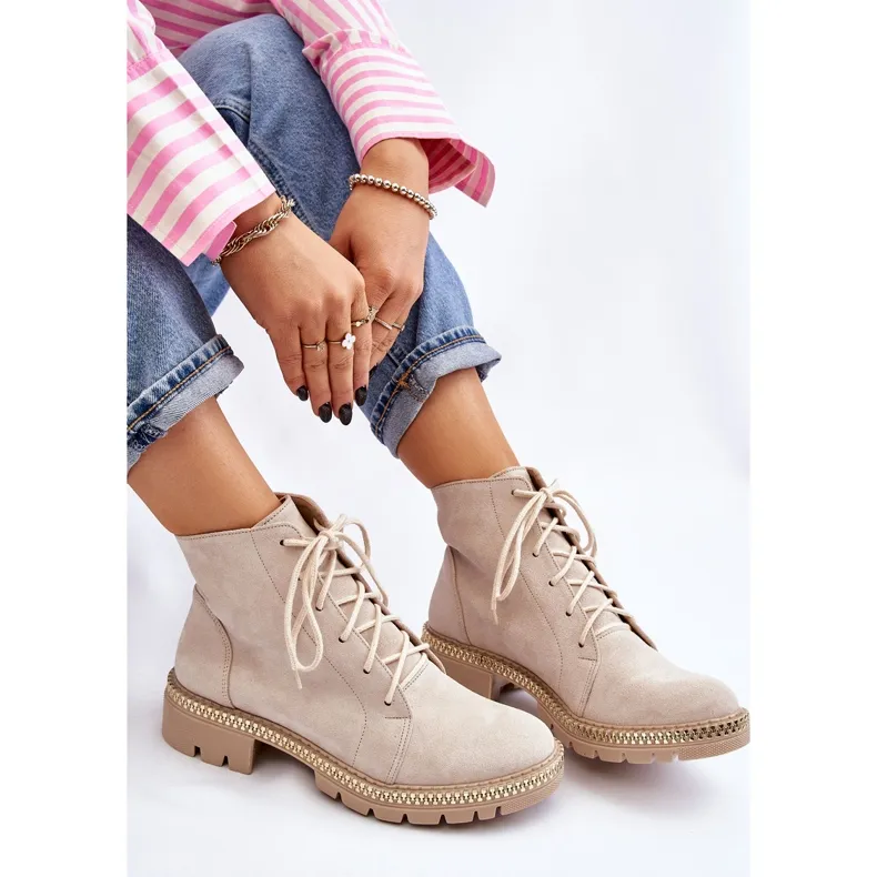 Lewski Shoes Bottines Plates Leski Shoes 3285 Beige clair