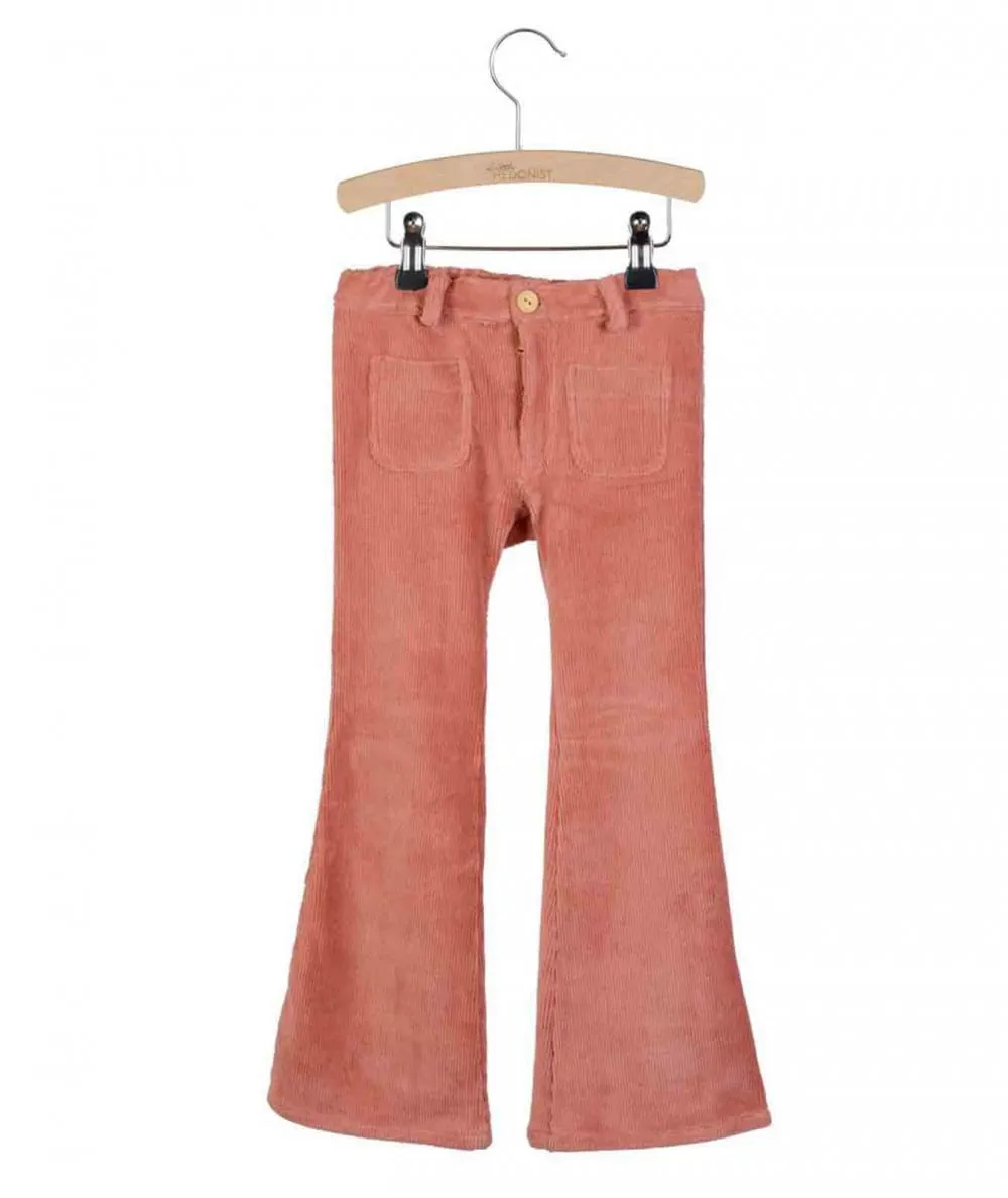 Little Hedonist : Pantalon évasé pattes d'éléphant 4 poches 'Bay' - Old Rose - 100% Ecoresponsable - Mer(e)veille