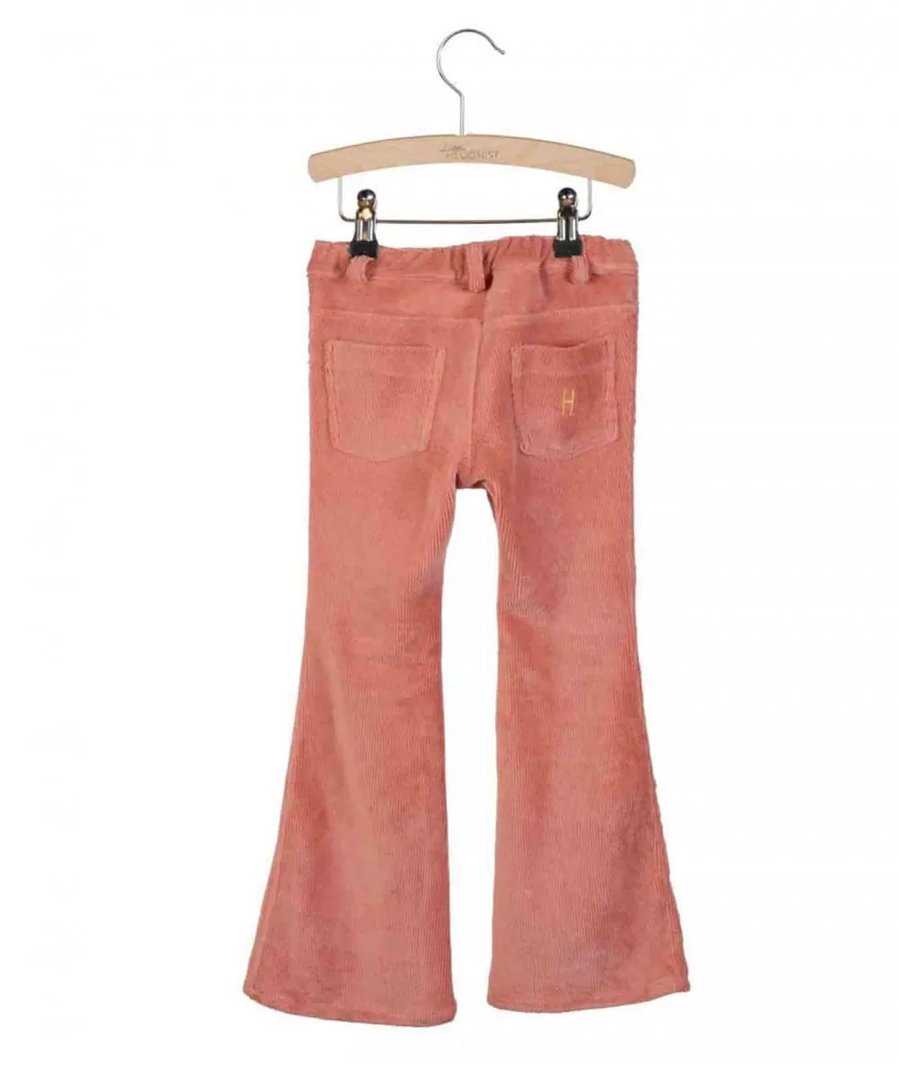 Little Hedonist : Pantalon évasé pattes d'éléphant 4 poches 'Bay' - Old Rose - 100% Ecoresponsable - Mer(e)veille