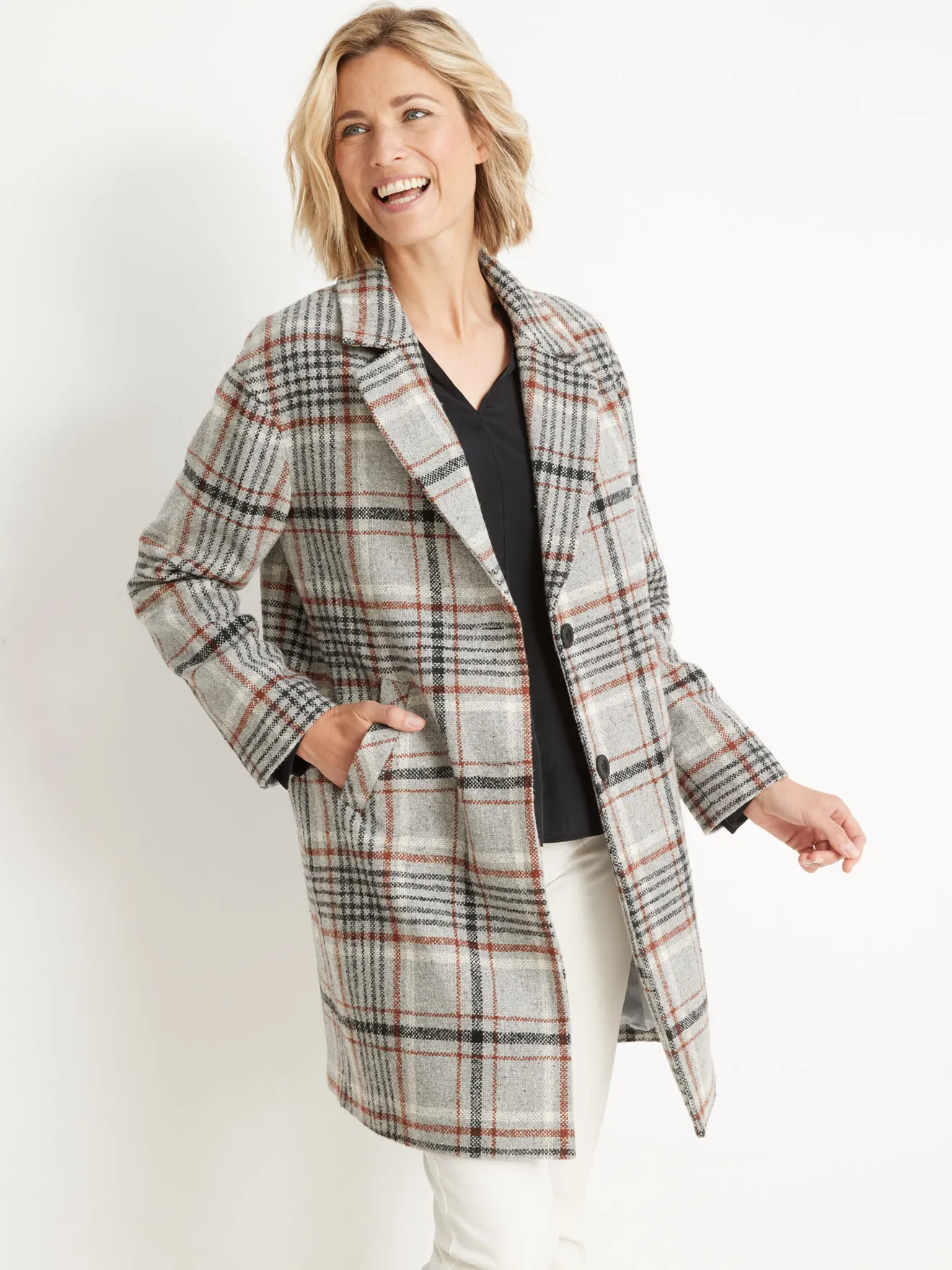 Manteau croisé 45% laine