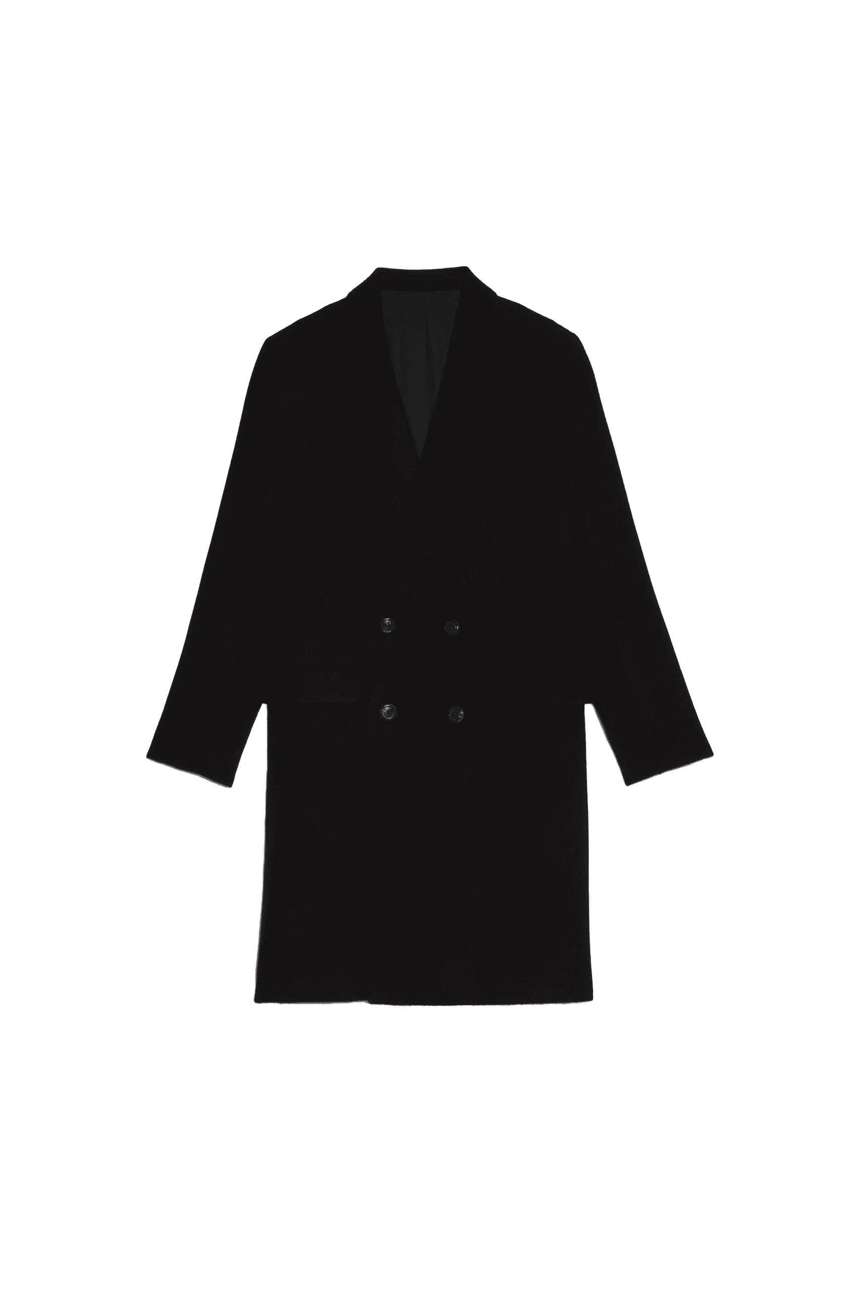 Manteau Croisé Laine Noire