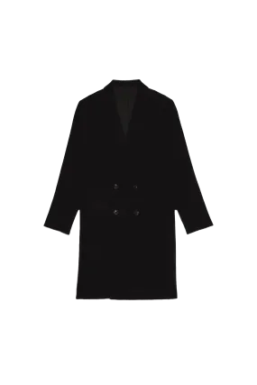 Manteau Croisé Laine Noire