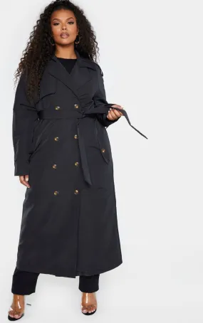 Plus Trench oversize noir à boutons