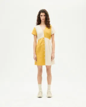 Robe en coton bio | jaune et écru "ambar patched hebe dress ivory" Ivory ambar femme