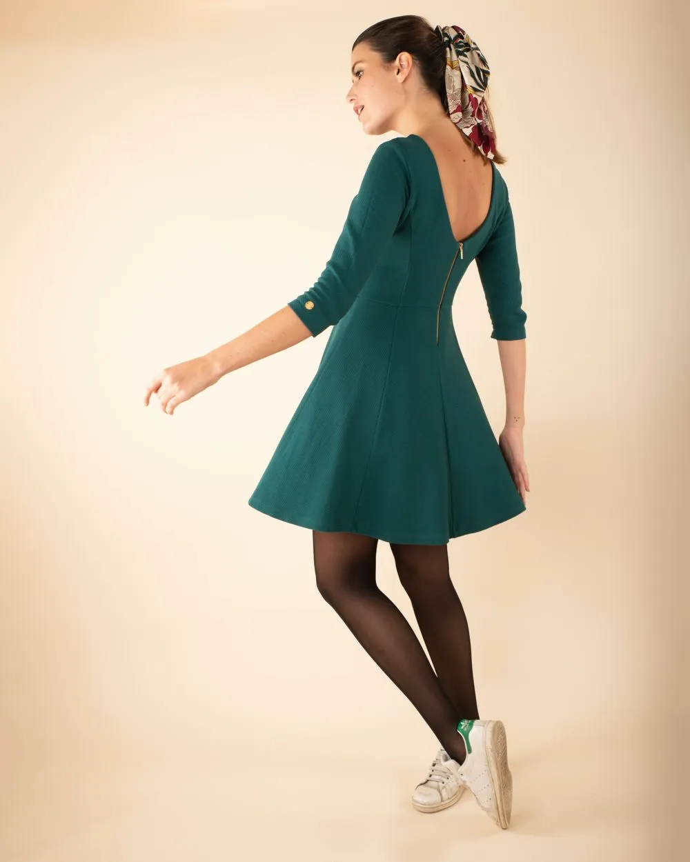 Robe en coton bio made in france | verte "emma verte" femme