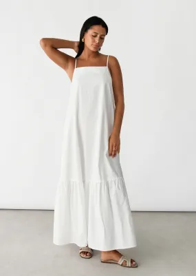 Robe longue en coton à volant