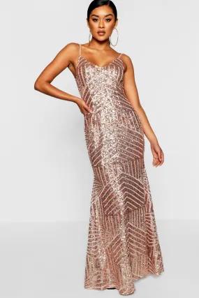 Robe longue pailletée en mesh