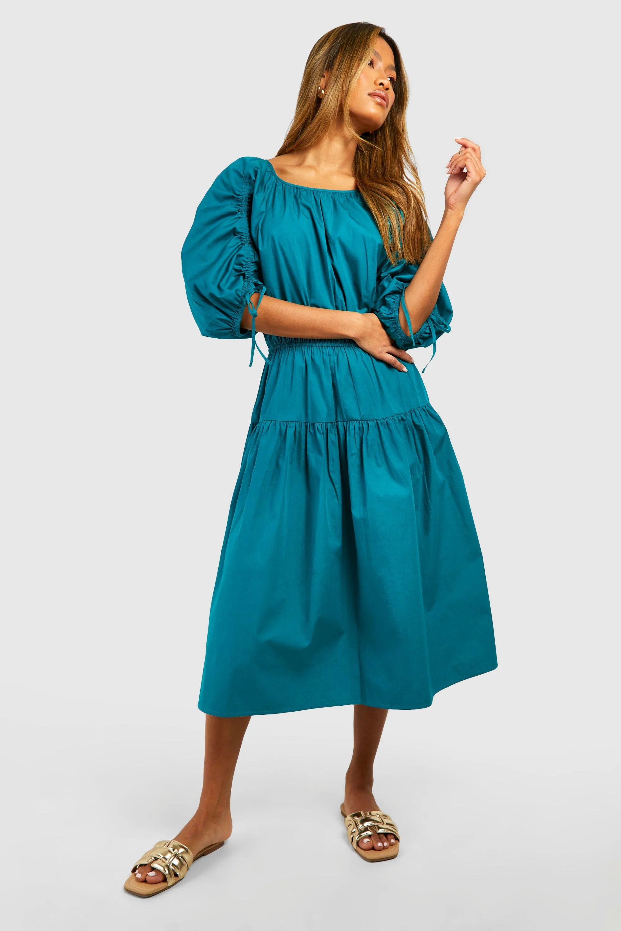 Robe mi-longue en popeline