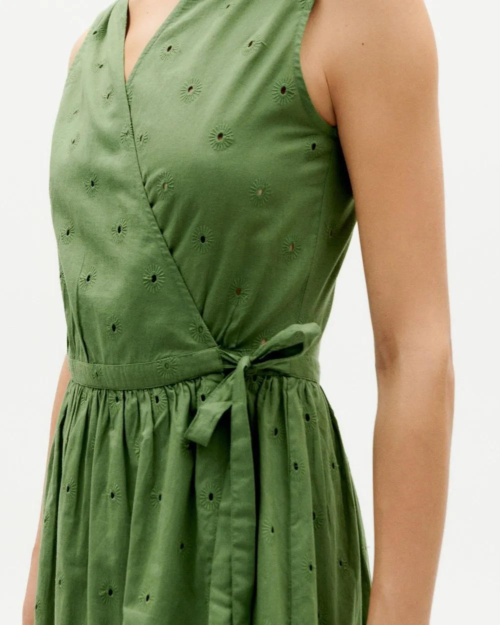 Robe portefeuille en coton bio | vert "cactus shiffli amapola dress" femme