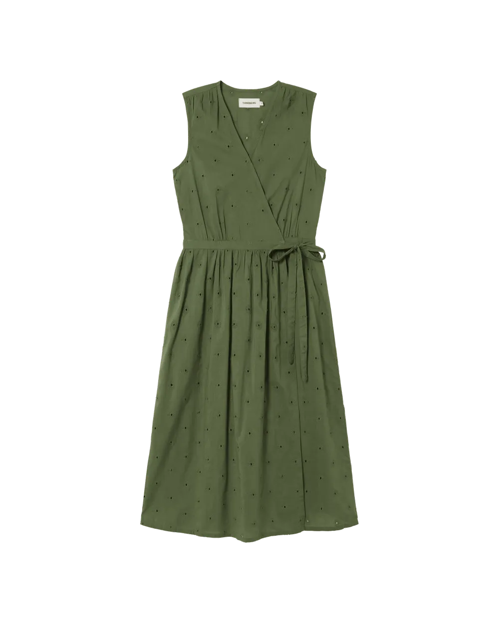 Robe portefeuille en coton bio | vert "cactus shiffli amapola dress" femme