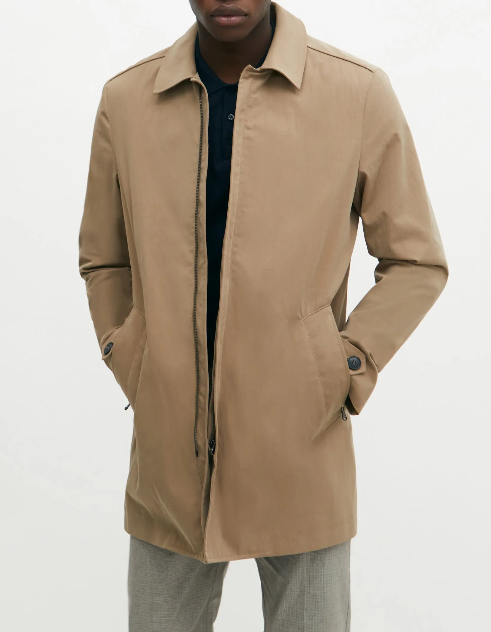 Trench beige à poches zippées Homme