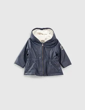 Trench navy esprit ciré recyclé à capuche bébé fille 