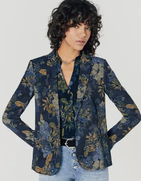 Veste tailleur en crêpe imprimé floral tropical femme